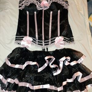 Black and Pink Corset and Skirt Set Size 3X
